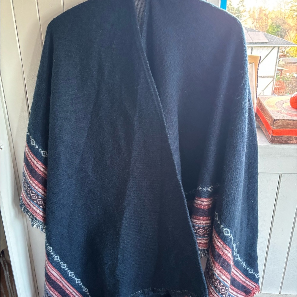Navy Patterned Shawl